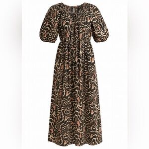 Mirth Handmade Collection Puff Sleeve Midi Dress – Abstract Floral – Size S